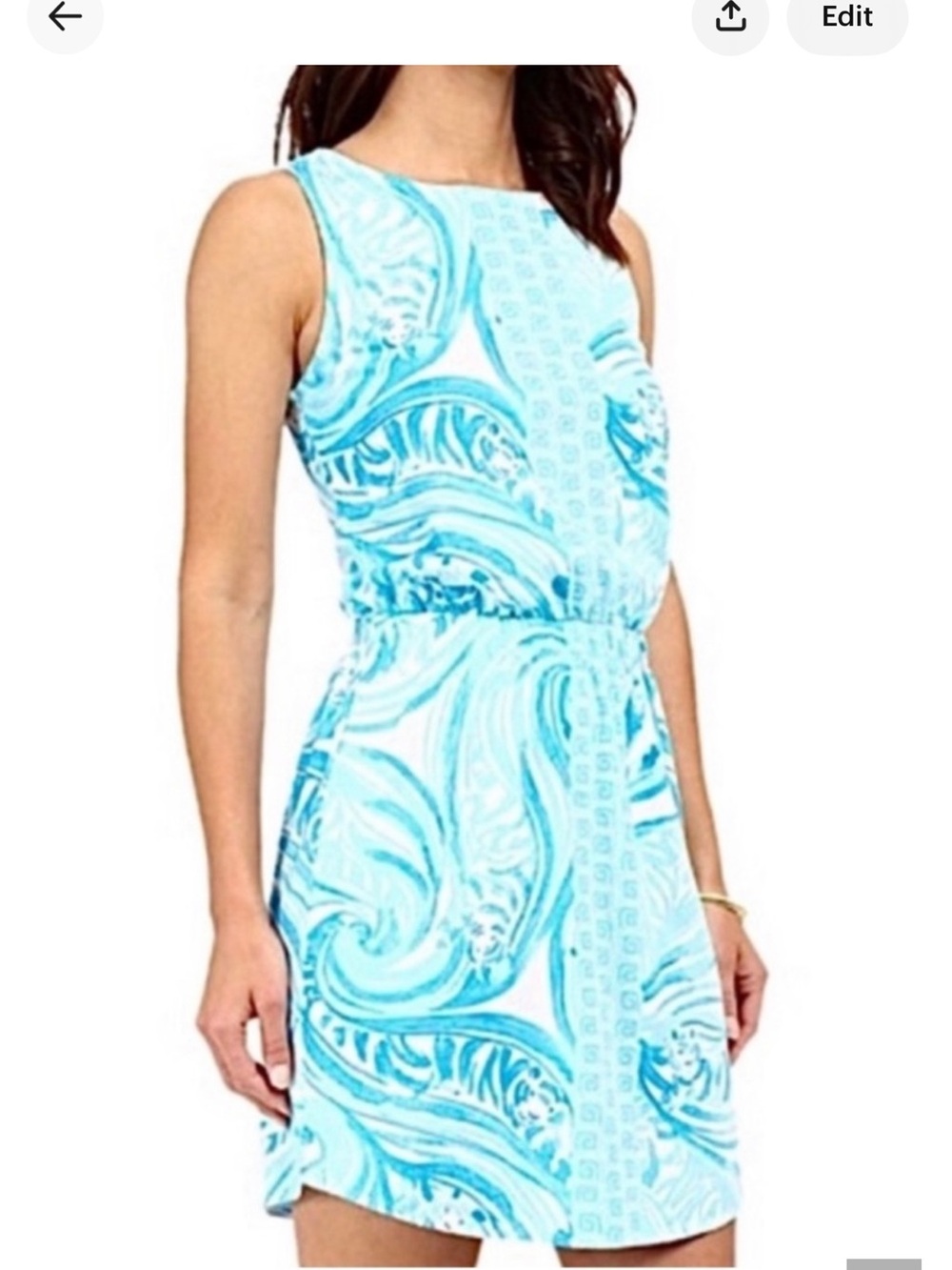 Lilly Pulitzer Windward dress features a vibrant blue and white
Sea Ruffles